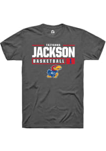 Taiyanna Jackson  Kansas Jayhawks Dark Grey Rally NIL Stacked Box Short Sleeve T Shirt