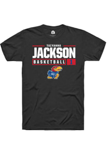 Taiyanna Jackson  Kansas Jayhawks Black Rally NIL Stacked Box Short Sleeve T Shirt
