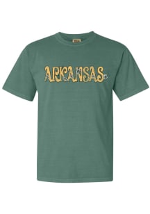 Rally Arkansas Womens Green Floral Short Sleeve T-Shirt