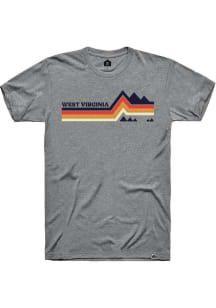 Rally West Virginia Grey Mountain Lines Short Sleeve Fashion T Shirt