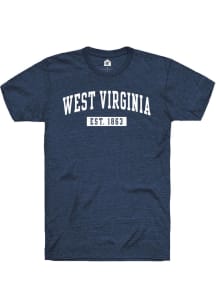 Rally West Virginia Navy Blue Arch Wordmark EST Short Sleeve Fashion T Shirt