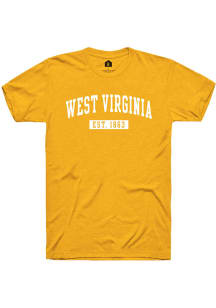 Rally West Virginia Gold Arch Wordmark EST Short Sleeve Fashion T Shirt