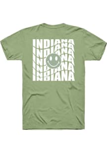 Rally Indiana Green Repeating Smiley Wordmark Short Sleeve Fashion T Shirt