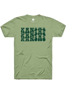 Rally Kansas Green Repeating Wordmark Short Sleeve Fashion T Shirt
