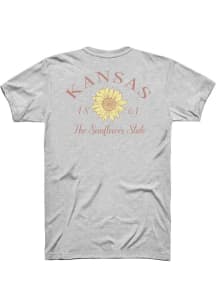 Rally Kansas Grey The Sunflower State Short Sleeve Fashion T Shirt