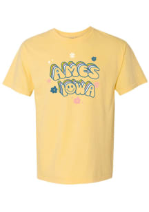 Rally  Yellow Smiley Flowers Short Sleeve T Shirt