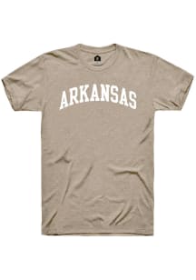 Rally Arkansas Tan Arch Wordmark Short Sleeve Fashion T Shirt