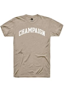 Rally Champaign Tan Arch Wordmark Short Sleeve Fashion T Shirt