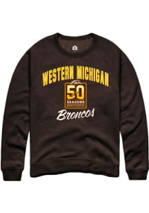 Mens Western Michigan Broncos Brown Rally 50th Anniversary of Gymnastics Crew Sweatshirt