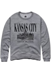 Rally Kansas City Mens Grey Skyline Long Sleeve Fashion Sweatshirt