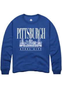 Rally Pittsburgh Mens Blue Skyline Long Sleeve Fashion Sweatshirt