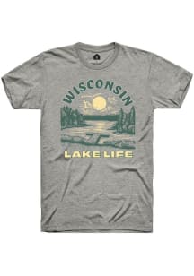 Rally Wisconsin Grey Lake Life Short Sleeve Fashion T Shirt