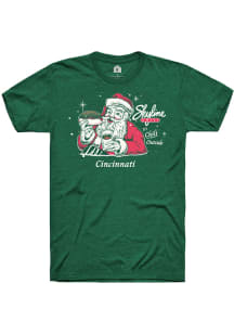 Rally Cincinnati Green Skyline Santa Short Sleeve Fashion T Shirt
