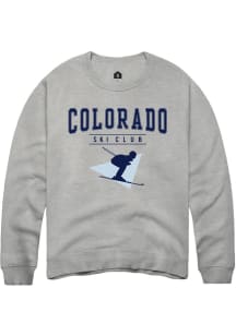 Rally Colorado Mens Grey Ski Club Long Sleeve Crew Sweatshirt