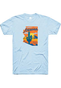 Rally Arizona Blue State Outline Short Sleeve Fashion T Shirt