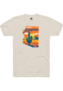 Rally Arizona Tan State Outline Short Sleeve Fashion T Shirt