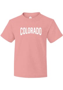 Rally Colorado Youth Pink Wordmark Short Sleeve Fashion T-Shirt