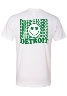 Rally Detroit White Shamrock Smiley Face Short Sleeve Fashion T Shirt