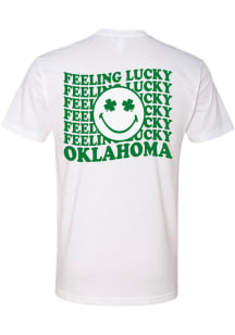 Rally Oklahoma White Shamrock Smiley Face Short Sleeve Fashion T Shirt