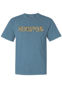 Rally Houston Blue Floral Wordmark Short Sleeve Fashion T Shirt