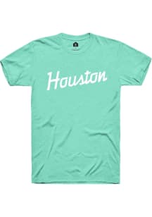 Rally Houston Green Script Short Sleeve Fashion T Shirt