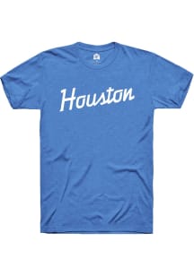 Rally Houston Blue Script Short Sleeve Fashion T Shirt