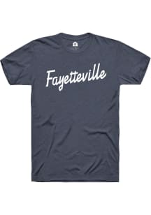Rally Fayetteville Blue Script Short Sleeve Fashion T Shirt