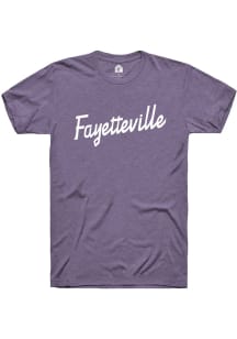 Rally Fayetteville Purple Script Short Sleeve Fashion T Shirt