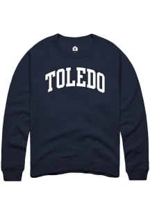 Rally Toledo Mens Navy Blue Arched Wordmark Long Sleeve Crew Sweatshirt