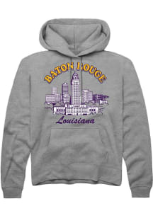 Rally Baton Rouge Mens Grey Baton Rouge Skyline Long Sleeve Hoodie