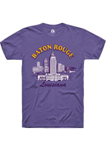Rally Baton Rouge Purple Baton Rouge Skyline Short Sleeve Fashion T Shirt