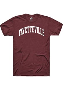 Rally Fayetteville Red Arched Wordmark Short Sleeve Fashion T Shirt