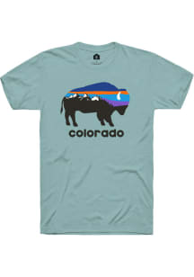 Rally Colorado Blue Sunrise Buffalo Short Sleeve Fashion T Shirt