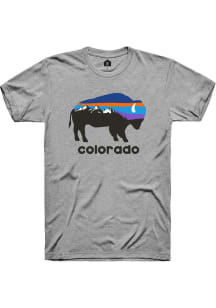 Rally Colorado Grey Sunrise Buffalo Short Sleeve Fashion T Shirt