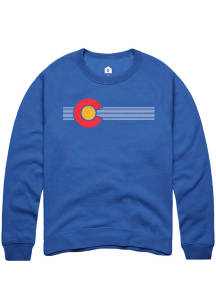 Rally Colorado Mens Blue Flag Long Sleeve Crew Sweatshirt