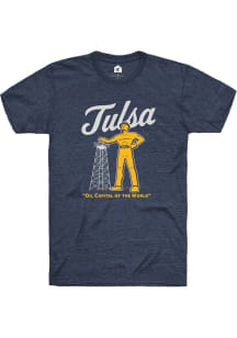 Rally Tulsa Navy Blue Oil Capital Short Sleeve Fashion T Shirt