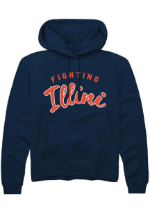 Mens Illinois Fighting Illini Navy Blue Rally Fighting script Hooded Sweatshirt