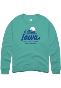 Rally Iowa Womens Green Land of Opes and Dreams Crew Sweatshirt