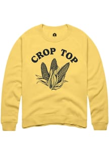 Rally Iowa Mens Yellow Crop Top Long Sleeve Crew Sweatshirt