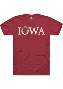 Rally Iowa Womens Red Wild Rose Short Sleeve T-Shirt