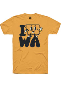 Rally Iowa Yellow Cartoon State Short Sleeve Fashion T Shirt