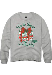 Rally Kansas City Mens Grey Tis the Season to be Quirky Long Sleeve Crew Sweatshirt