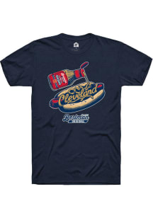 Rally Cleveland Navy Blue Bertman Mustard Hotdog Short Sleeve T Shirt
