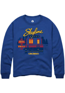 Rally Cincinnati Mens Blue Skyline Chili Long Sleeve Crew Sweatshirt