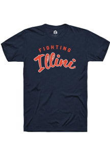 Illinois Fighting Illini Navy Blue Rally Fighting script Short Sleeve T Shirt