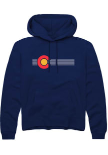Rally Colorado Mens Navy Blue C flag Long Sleeve Hoodie