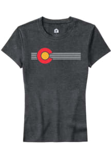 Rally Colorado Womens Grey C flag Short Sleeve T-Shirt