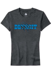 Rally Detroit Womens Grey Claw wordmark Short Sleeve T-Shirt
