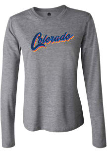 Rally Colorado Womens Grey Script shadow LS Tee