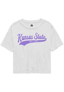 K-State Wildcats White Rally Tailsweep wordmark Short Sleeve T-Shirt